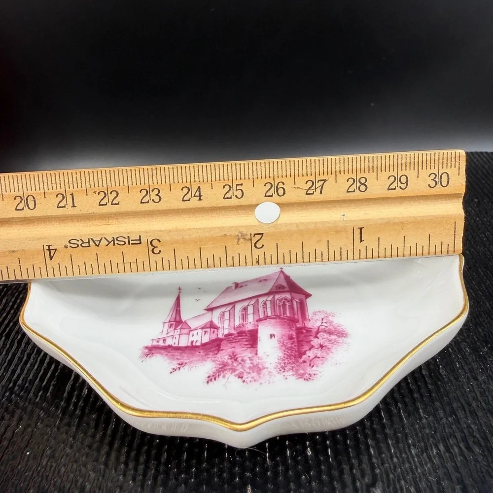 Hochst Decor Justinuskirche Frankfurt Porcelain Trinket Dish Purple Gold‎ Trim